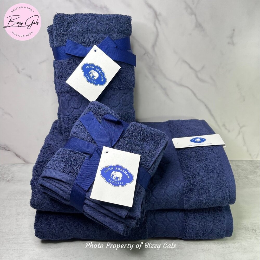 John Robshaw 8 PC Blue Bath Hand Washcloths Towels Set